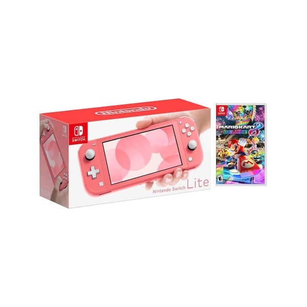 Nintendo Switch Lite Coral Bundle With Mario Kart 8 Deluxe Game - HDHSPAZAA-3