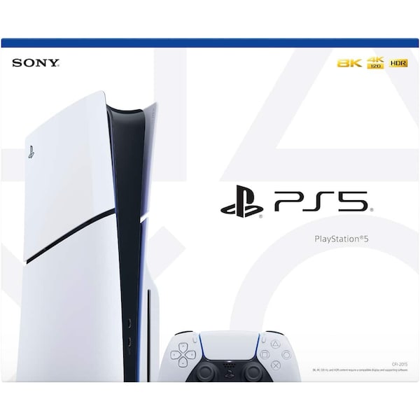 Playstation Sony - 5 Slim Console - White With Accessories & Black Controller Total 2 Controllers Included - 1000039671BLK