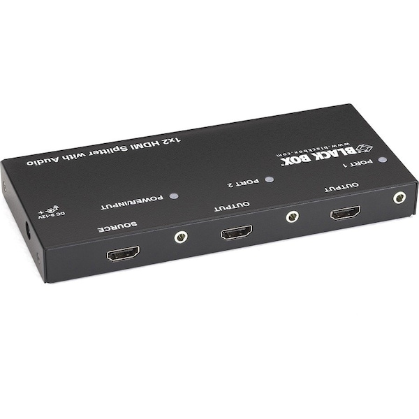Black Box Black Box 1 x 2 HDMI Splitter with Audio - Audio Line In - Audio Line Out - 1 x HDMI In - 2 x HDMI Out - AVSPHDMI1X2