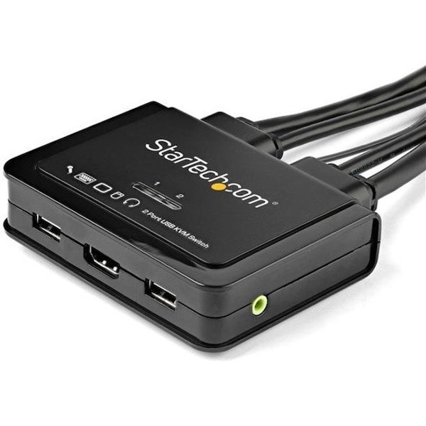 Startech.Com 2 PORT HDMI KVM SWITCH W/ BUILT-IN CABLES - DUAL UHD DESKTOP KVM WITH AUDIO - BU - SV211HDUA4K
