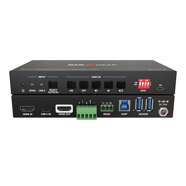 Bzbgear 2-Port 4K UHD KVM and Presentation Switcher with HDMI, USB-C and Us 3.0 - BG-PS21-4K