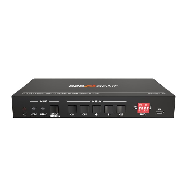 Bzbgear 2-Port 4K UHD KVM and Presentation Switcher with HDMI, USB-C and Us 3.0 - BG-PS21-4K
