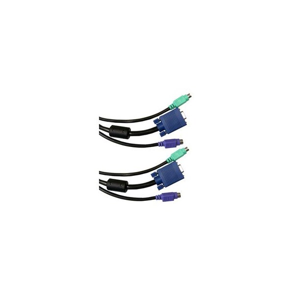 Swe-Tech 3C KVM Cable, Black, SVGA and 2 PS/2, HD15 Male and 2 x MiniDin6 Male, 6 foot - FWT10H1-30106BK