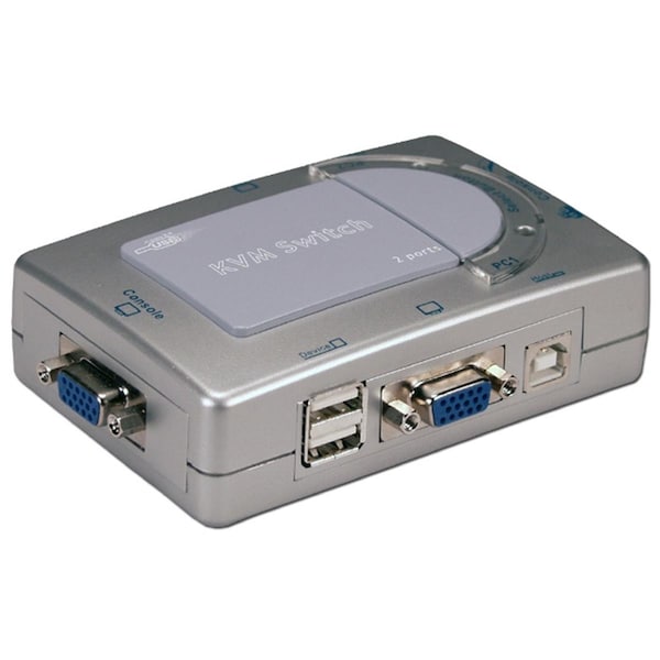 Qvs USB 2.0 2 Port KVM Compact Switch with Built-in 2Port Hub - KVM-12UN2