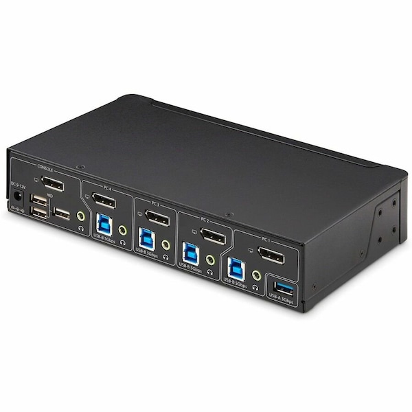 Startech.Com 4-PORT DISPLAYPORT KVM SWITCH, SINGLE 4K 60HZ MONITOR, 6X USB PORTS, PUSH-BUTTON - P4AD122-KVM-SWITCH