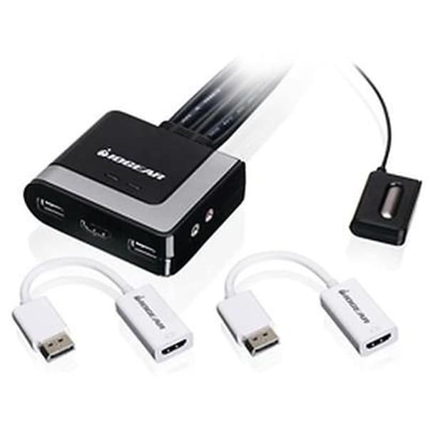 Iogear 2-Port HD Cable KVM with Display Port Adapters Bundle - GCS62HDPKIT
