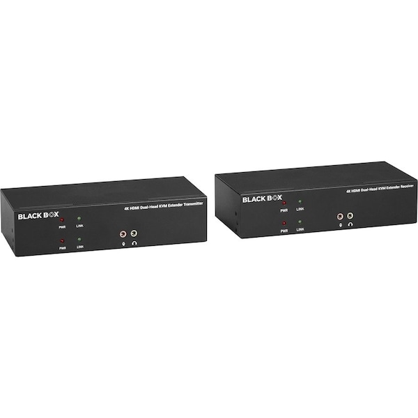 Black Box KVM EXTENDER KIT OVER FIBER - DUAL-MONITOR, HDMI 4K30, USB 2.0, AUDIO, SERIAL, L - KVXLCHF-200