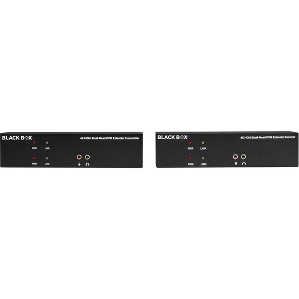 Black Box KVM EXTENDER KIT OVER FIBER - DUAL-MONITOR, HDMI 4K30, USB 2.0, AUDIO, SERIAL, L - KVXLCHF-200