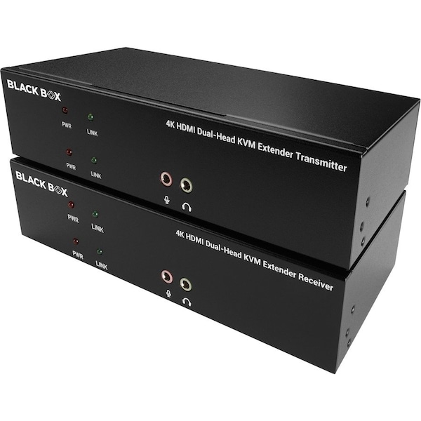 Black Box KVM EXTENDER KIT OVER FIBER - DUAL-MONITOR, HDMI 4K30, USB 2.0, AUDIO, SERIAL, L - KVXLCHF-200