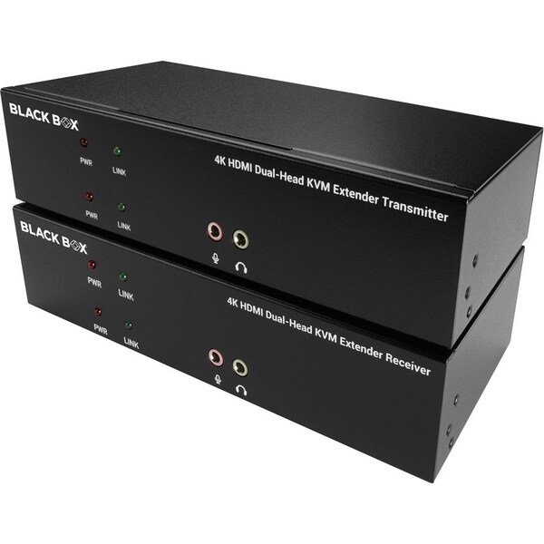 Black Box KVM EXTENDER KIT OVER FIBER - DUAL-MONITOR, HDMI 4K30, USB 2.0, AUDIO, SERIAL, L - KVXLCHF-200