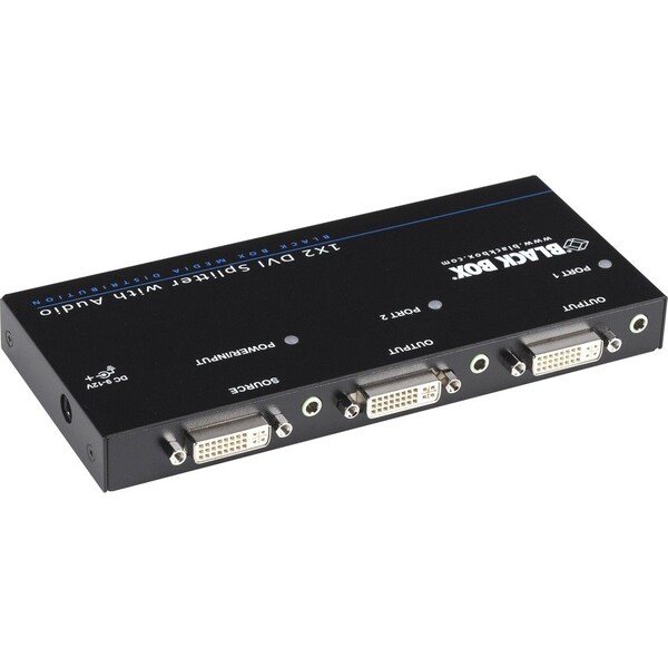 Black Box Black Box DVI-D Splitter with Audio and HDCP, 1 x 2 - Audio Line In - Audio Line Out - DVI In - DVI Out - AVSPDVI1X2