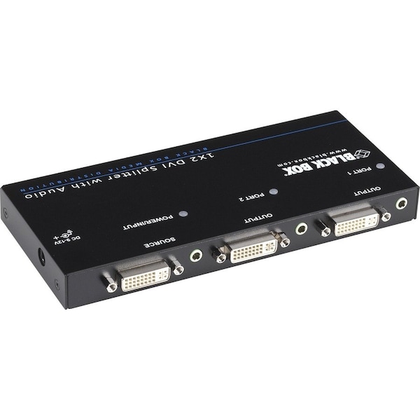 Black Box Black Box DVI-D Splitter with Audio and HDCP, 1 x 2 - Audio Line In - Audio Line Out - DVI In - DVI Out - AVSPDVI1X2