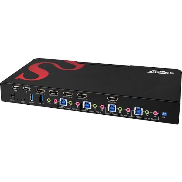 Siig 4X1 18GBPS HDR HDMI KVM SWITCH, CONSOLE 4 HDMI PC SYSTEMS VIA ONE KEYBOARD & MOU - CE-H25611-S1