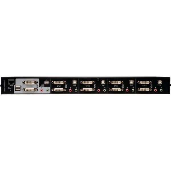 Tripp Lite 4-PORT DUAL MONITOR DVI KVM SWITCH WITH AUDIO AND USB 2.0 HUB - B004-2DUA4-K
