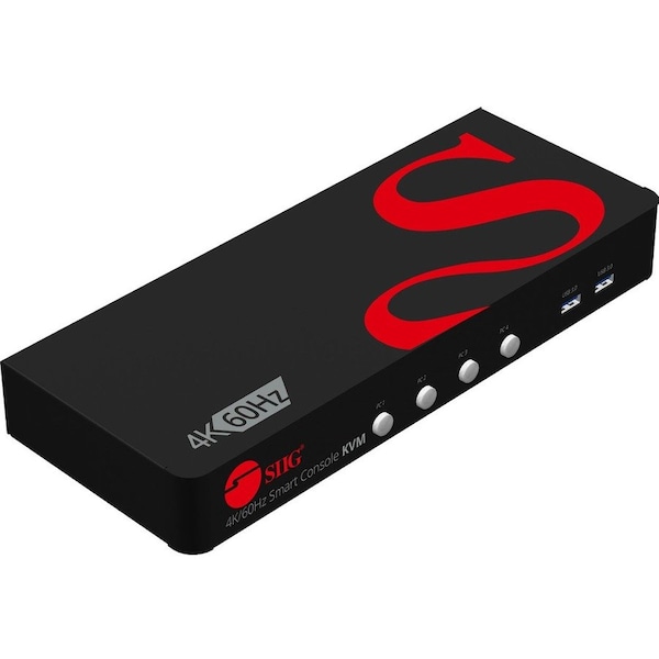 Siig 4X1 DISPLAYPORT KVM SWITCH, CONSOLE 4 DP 1.2 PC SYSTEMS VIA ONE KEYBOARD & MOUSE - CE-DP0G11-S1