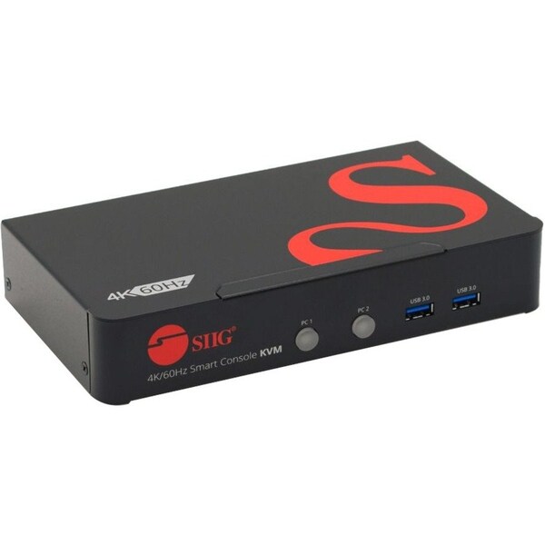Siig SIIG 2 Port DisplayPort 1.2 4K 60Hz KVM Switch with USB 3.0, Audio, Mic, EDID - DP KVM Switch - CE-DP0F11-S1
