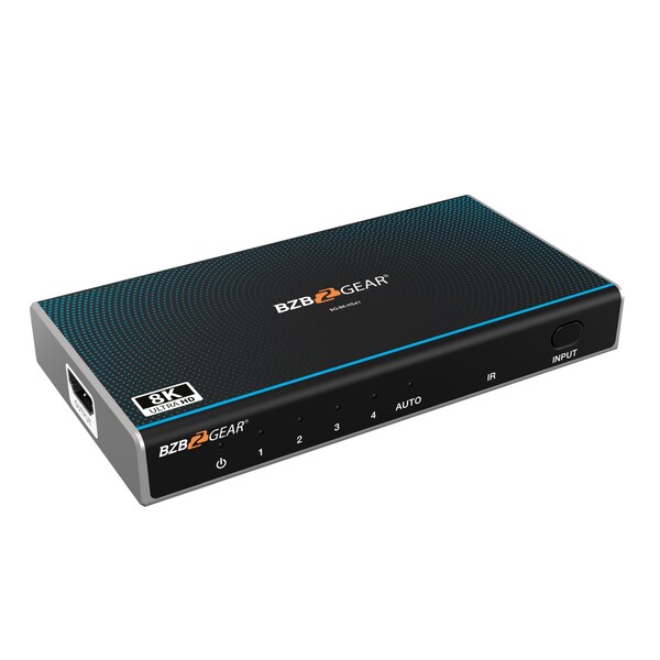 Bzbgear 4x1 8K UHD Ultra Slim HDMI 2.1 Switcher 8K60, 4K120Hz 4:4:4 10bit - BG-8K-HS41