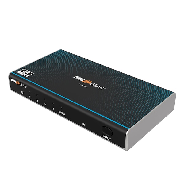 Bzbgear 4x1 8K UHD Ultra Slim HDMI 2.1 Switcher 8K60, 4K120Hz 4:4:4 10bit - BG-8K-HS41