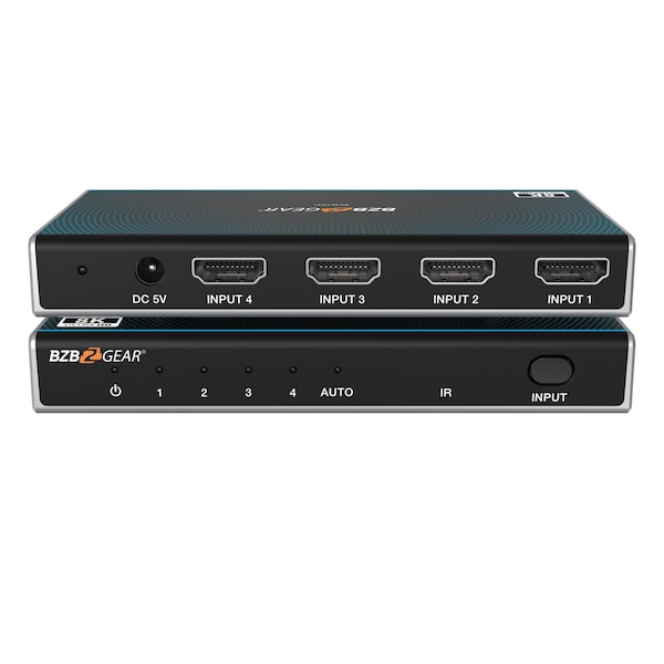 Bzbgear 4x1 8K UHD Ultra Slim HDMI 2.1 Switcher 8K60, 4K120Hz 4:4:4 10bit - BG-8K-HS41