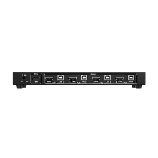 Bzbgear 4x1 4K UHD KVM Switcher with USB2.0 Ports for Peripherals and Audio Support - BG-UHD-KVM41A