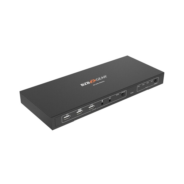 Bzbgear 4x1 4K UHD KVM Switcher with USB2.0 Ports for Peripherals and Audio Support - BG-UHD-KVM41A
