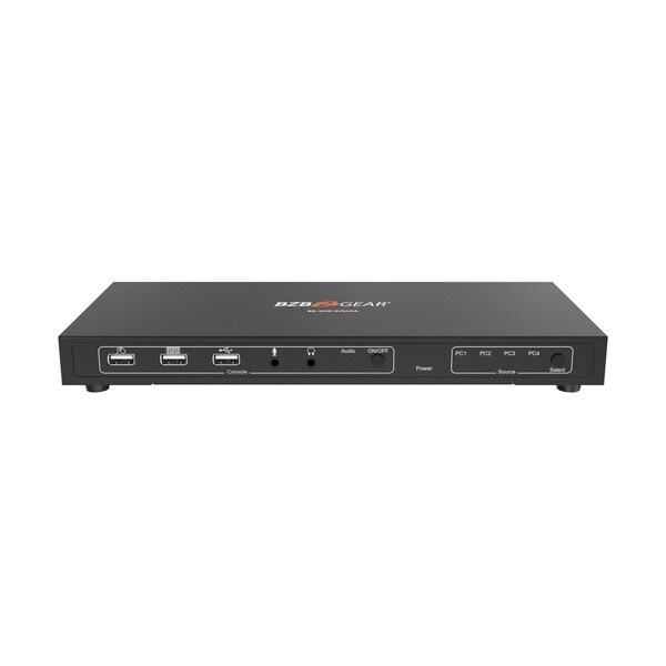 Bzbgear 4x1 4K UHD KVM Switcher with USB2.0 Ports for Peripherals and Audio Support - BG-UHD-KVM41A
