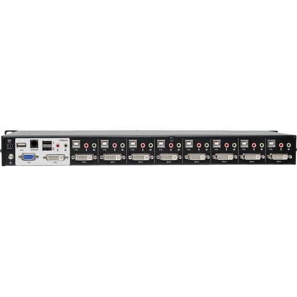 Tripp Lite 8-PORT DVI/USB KVM SWITCH WITH AUDIO AND USB 2.0 PERIPHERAL SHARING, 1U RACK-MOU - B024-DUA8-DL