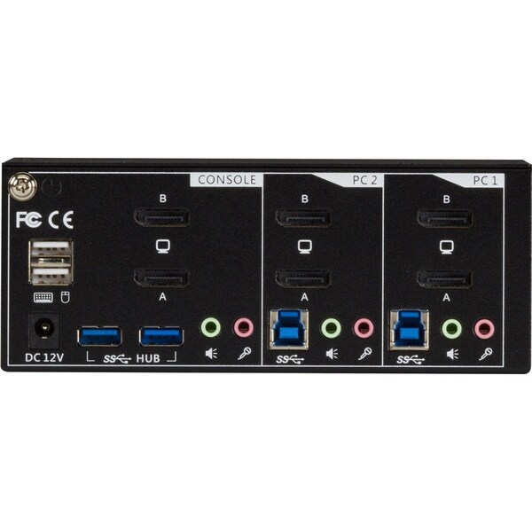 Black Box KVM SWITCH - 2-PORT, DUAL-MONITOR, DISPLAYPORT 1.2, 4K 60HZ, USB 3.1 HUB, AUDIO,  - KV6222DP