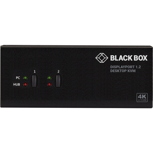 Black Box KVM SWITCH - 2-PORT, DUAL-MONITOR, DISPLAYPORT 1.2, 4K 60HZ, USB 3.1 HUB, AUDIO,  - KV6222DP