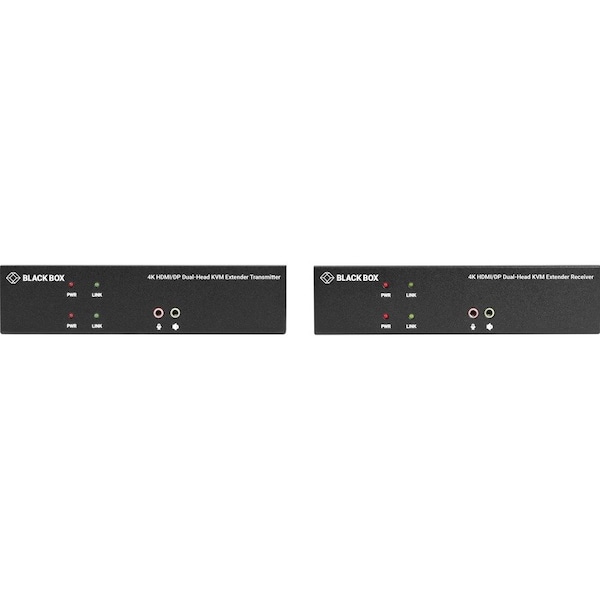 Black Box KVM EXTENDER KIT OVER FIBER-DUAL-MONITOR, HDMI/DISPLAYPORT 4K30, USB 2.0, AUDIO, SER - KVXLCHDPF-200
