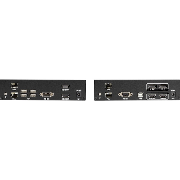 Black Box KVM EXTENDER KIT OVER FIBER-DUAL-MONITOR, HDMI/DISPLAYPORT 4K30, USB 2.0, AUDIO, SER - KVXLCHDPF-200