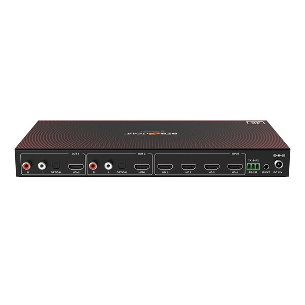 Bzbgear 4x2 4K UHD HDMI Seamless Switcher Quad MultiViewer with Audio De-embedder - BG-UHD-MVS42MA