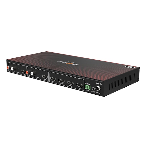 Bzbgear 4x2 4K UHD HDMI Seamless Switcher Quad MultiViewer with Audio De-embedder - BG-UHD-MVS42MA