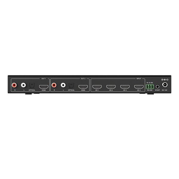 Bzbgear 4x2 4K UHD HDMI Seamless Switcher Quad MultiViewer with Audio De-embedder - BG-UHD-MVS42MA