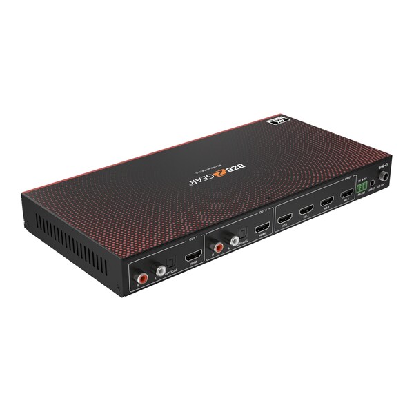 Bzbgear 4x2 4K UHD HDMI Seamless Switcher Quad MultiViewer with Audio De-embedder - BG-UHD-MVS42MA