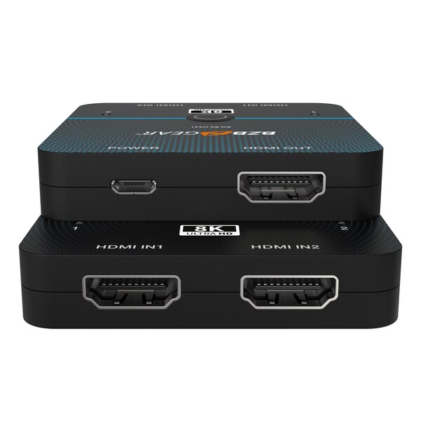Bzbgear 2x1 8K UHD Ultra Slim HDMI 2.1 Switcher 8K60, 4K120Hz 4:4:4 10bit - BG-8K-HS21
