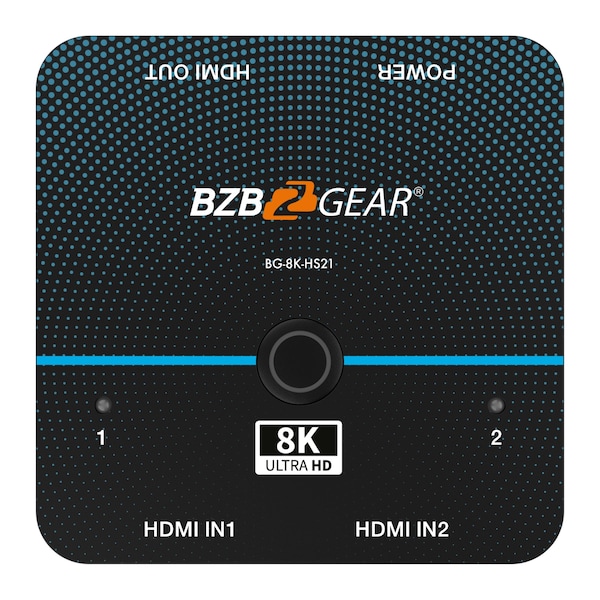 Bzbgear 2x1 8K UHD Ultra Slim HDMI 2.1 Switcher 8K60, 4K120Hz 4:4:4 10bit - BG-8K-HS21