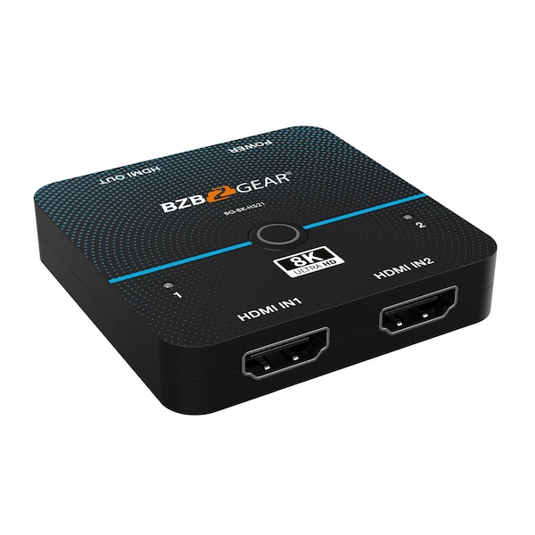 Bzbgear 2x1 8K UHD Ultra Slim HDMI 2.1 Switcher 8K60, 4K120Hz 4:4:4 10bit - BG-8K-HS21