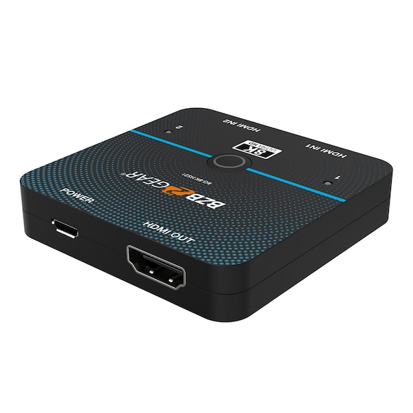 Bzbgear 2x1 8K UHD Ultra Slim HDMI 2.1 Switcher 8K60, 4K120Hz 4:4:4 10bit - BG-8K-HS21