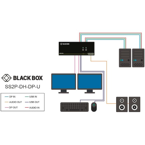 Black Box Secure Niap 3.0 Kvm Switch - Dual-Head, Displayport, 4K, 2-Port - SS2P-DH-DP-U