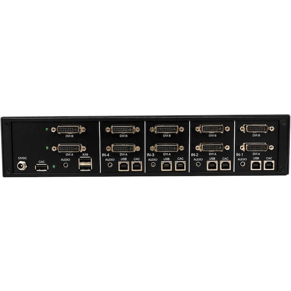 Tripp Lite SECURE KVM SWITCH, 4-PORT, DUAL HEAD, DVI TO DVI, NIAP PP4.0, AUDIO, CAC, TAA - B002-DV2AC4-N4