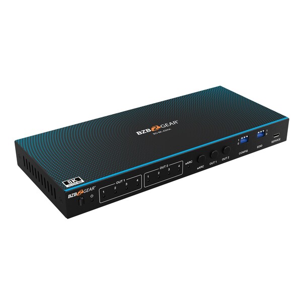 Bzbgear 4x2 8K UHD HDMI 2.1 Matrix Switcher with Audio De-embedder - BG-8K-42MA
