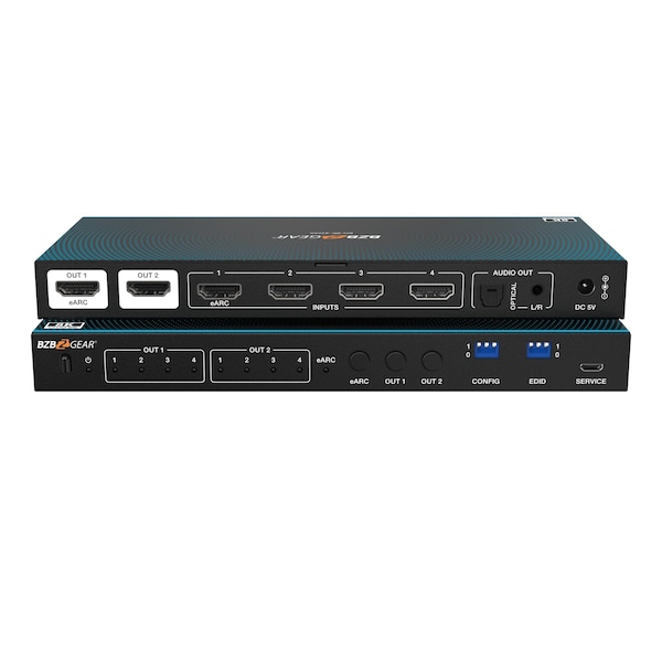 Bzbgear 4x2 8K UHD HDMI 2.1 Matrix Switcher with Audio De-embedder - BG-8K-42MA