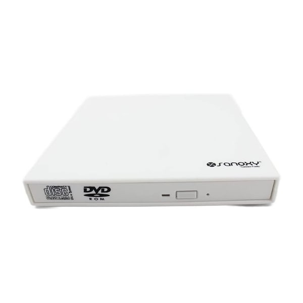 Sanoxy USB 2.0 Slim External DVD ROM CD-RW Combo Portable Drive WHITE - SANOXY-CD-DVD-COMBO-WE