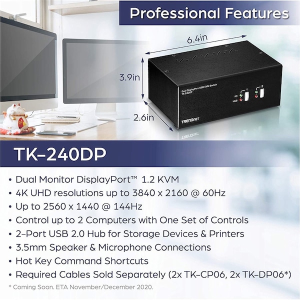 Trendnet Dual Monitor DisplayPort, TK240DP - TK240DP