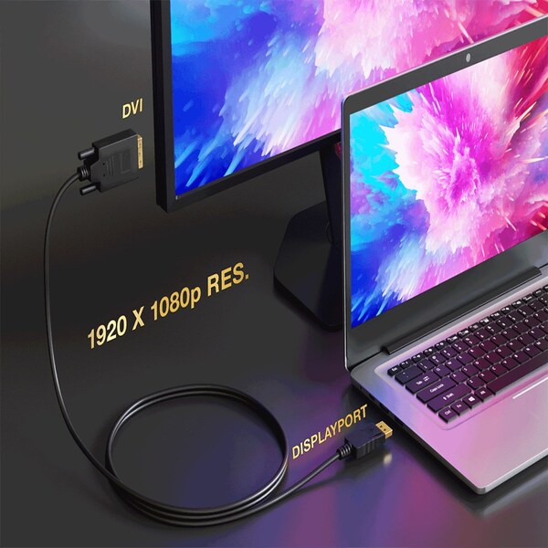 Sanoxy 3ft Gold Plated Premium DisplayPort to DVI Male to Male Cable 28AWG - SNX-CBL-LDR-DP102-1103