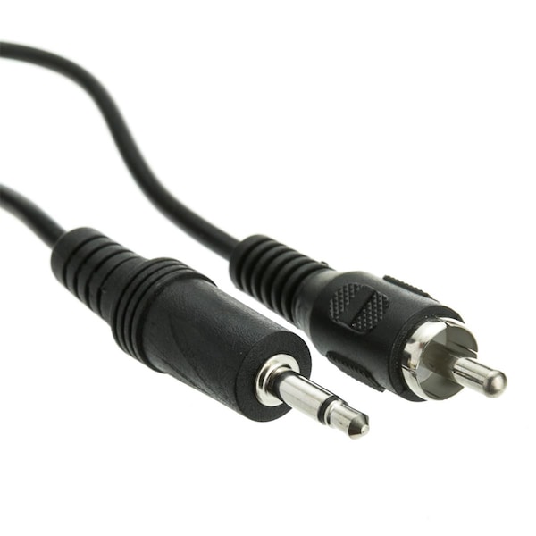 Cable Wholesale 3.5 mm Black Mono Male to RCA Male Cable - 6 ft. - 10A1-07106