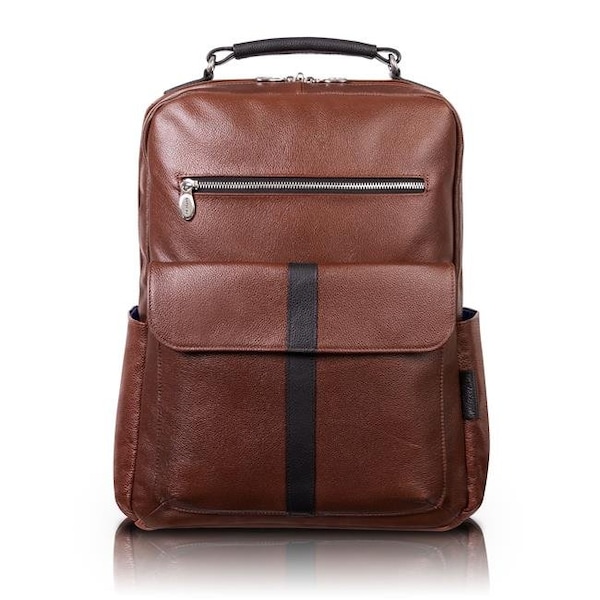 Mckleinusa McKlein USA 19080 17 in. U Series Logan Leather Two-Tone Dual-Compartment Laptop & Tablet Backpack; Brown - 19080