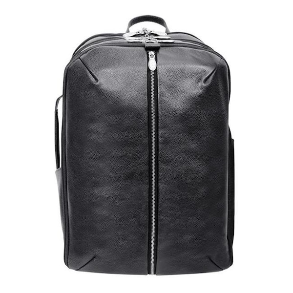 Mckleinusa McKlein USA 18895 17 in. U Series Englewood Leather Triple Compartment Carry-All Laptop & Tablet Weekend Backpack; Black - 18895