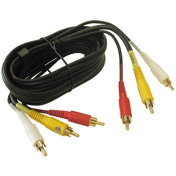 Cmple 3-RCA Composite Video Audio A-V AV Cable GOLD -12 ft - 333-N